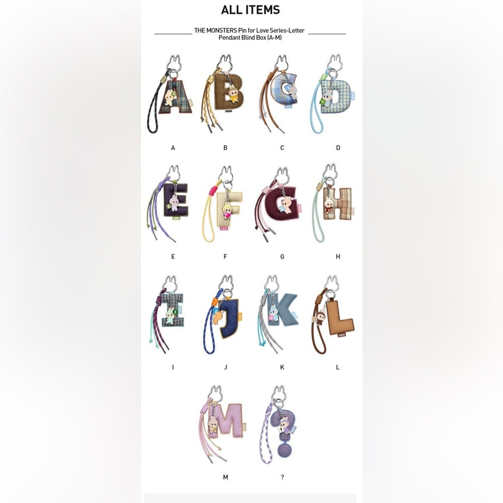 (A-Z) Letter Pendant - THE MONSTER Pin for Love Series - Picture 7 of 14